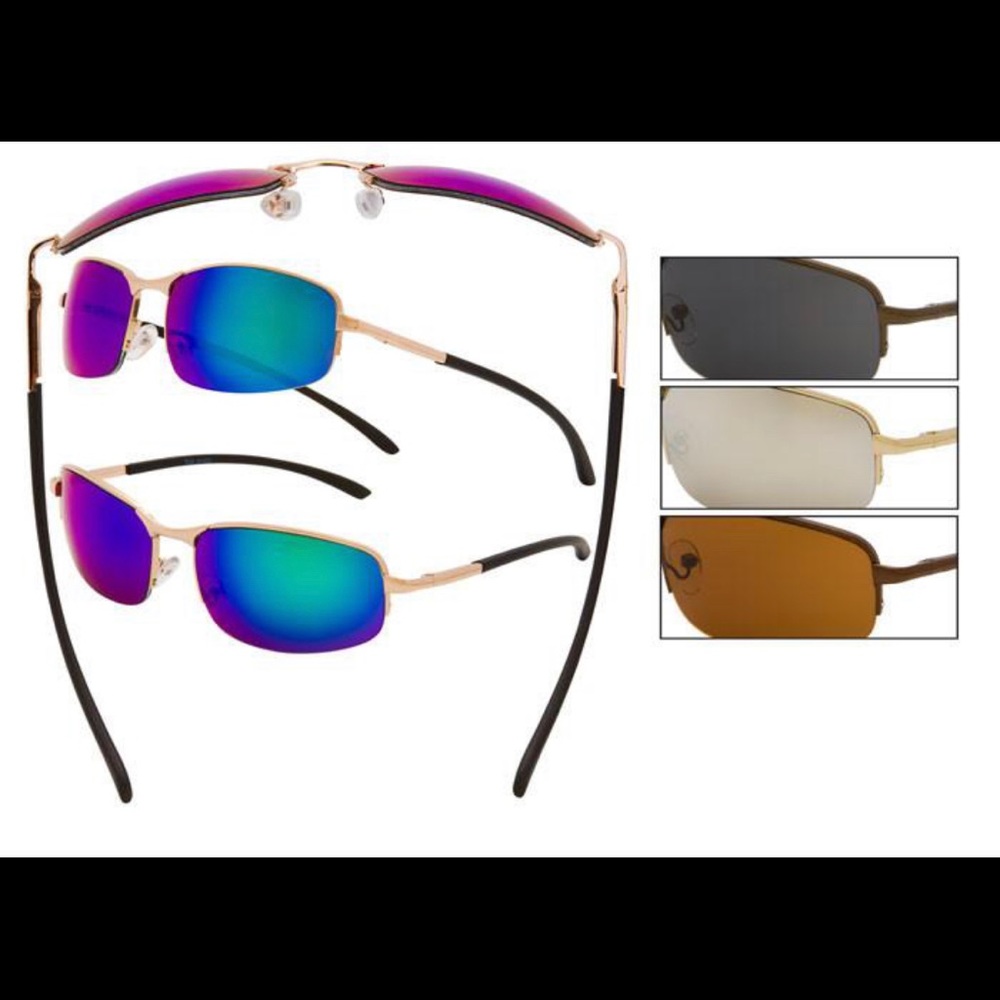 Semi-Rimless Wire framed men’s sunglasses UV400